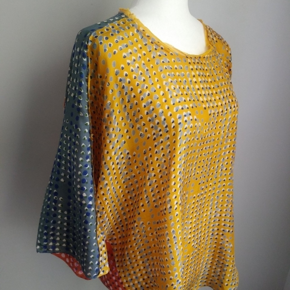 NWT Anthropologie Sanchita Small Silk Polka Dot Pixels Top